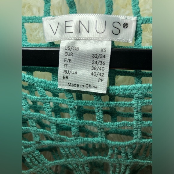 VENUS Teal Asymmetrical Crochet Coverup NWOT XS - Picture 7 of 10